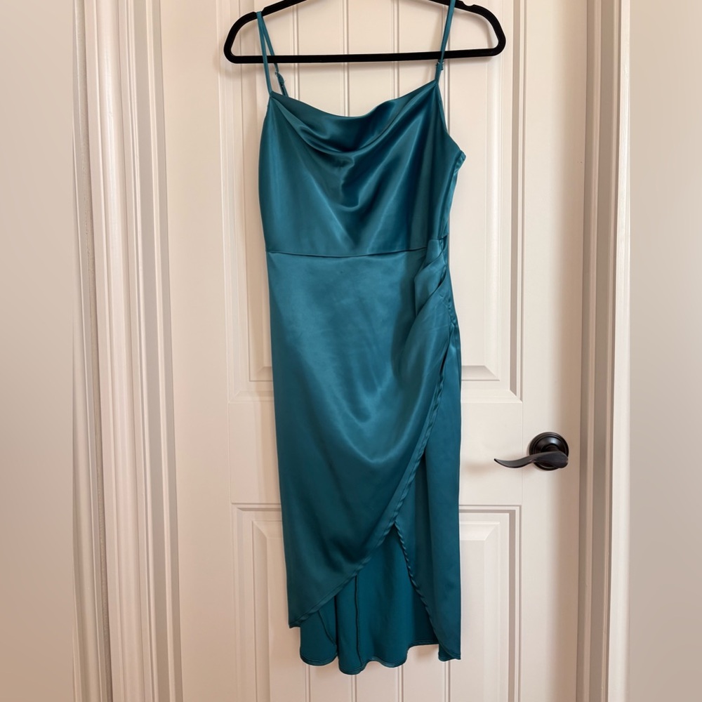 Elegant Teal Satin Dress